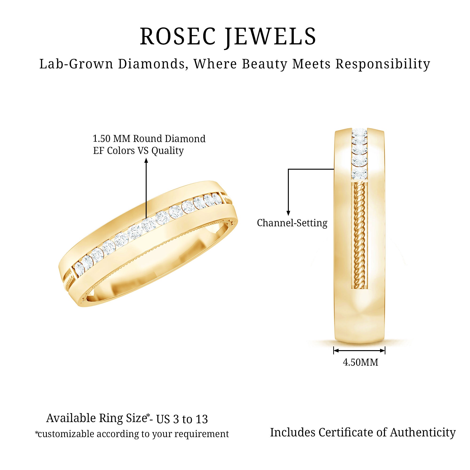 Rosec Jewels-Lab Grown Diamond Twisted Rope Band with Accents