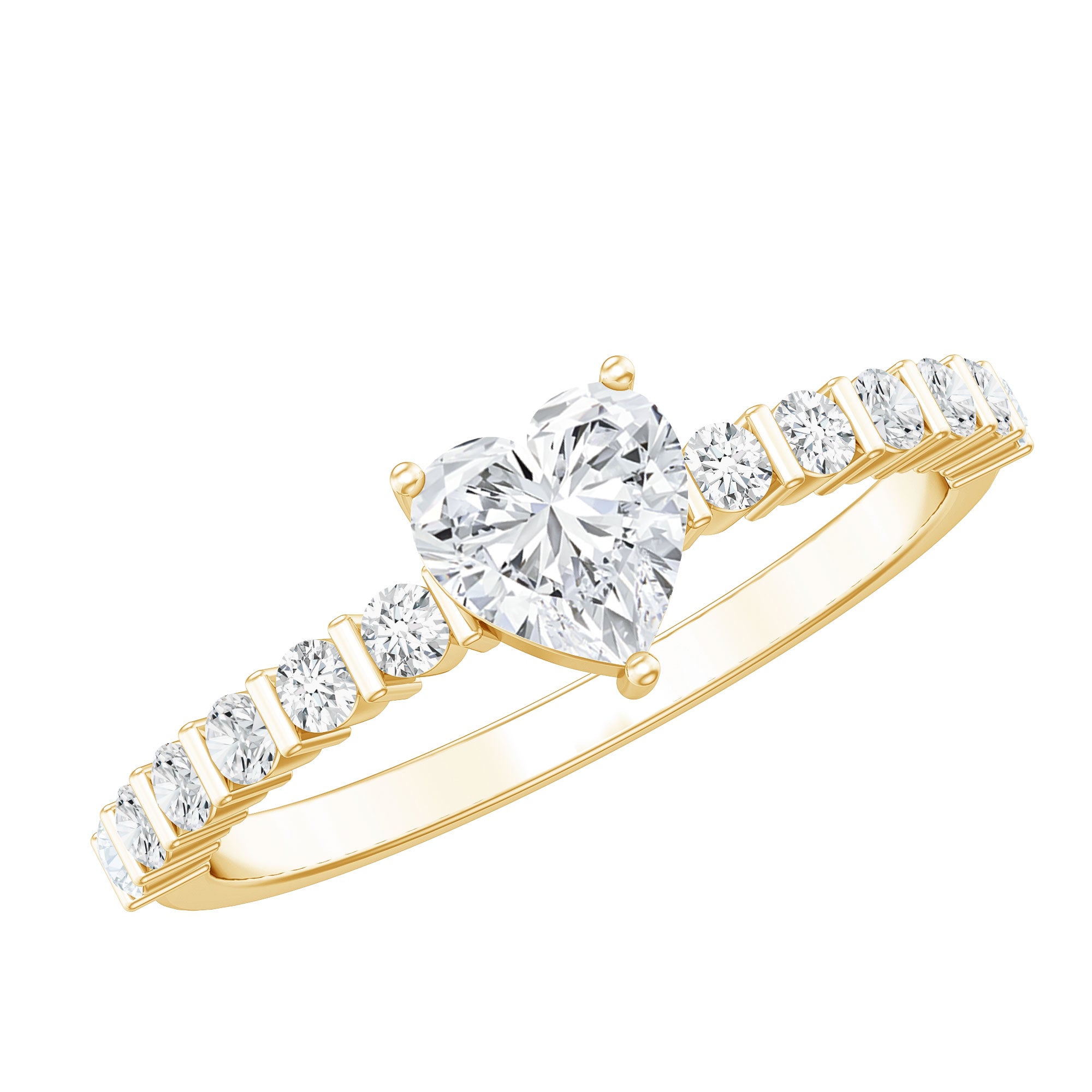 Rosec Jewels-Lab Grown Diamond Heart Promise Ring With Side Stones
