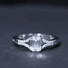 Emerald Cut Lab Diamond Engagement Ring With Split Shank Ring Lab - ( EF-VS ) - Rosec Jewels