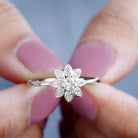 Rosec Jewels-Brilliant Cut Lab Grown Diamond Flower Cocktail Ring