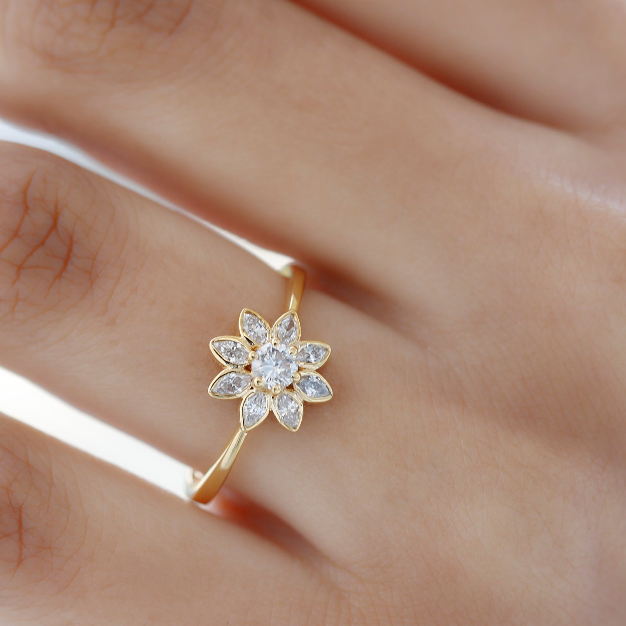 Rosec Jewels-Brilliant Cut Lab Grown Diamond Flower Cocktail Ring