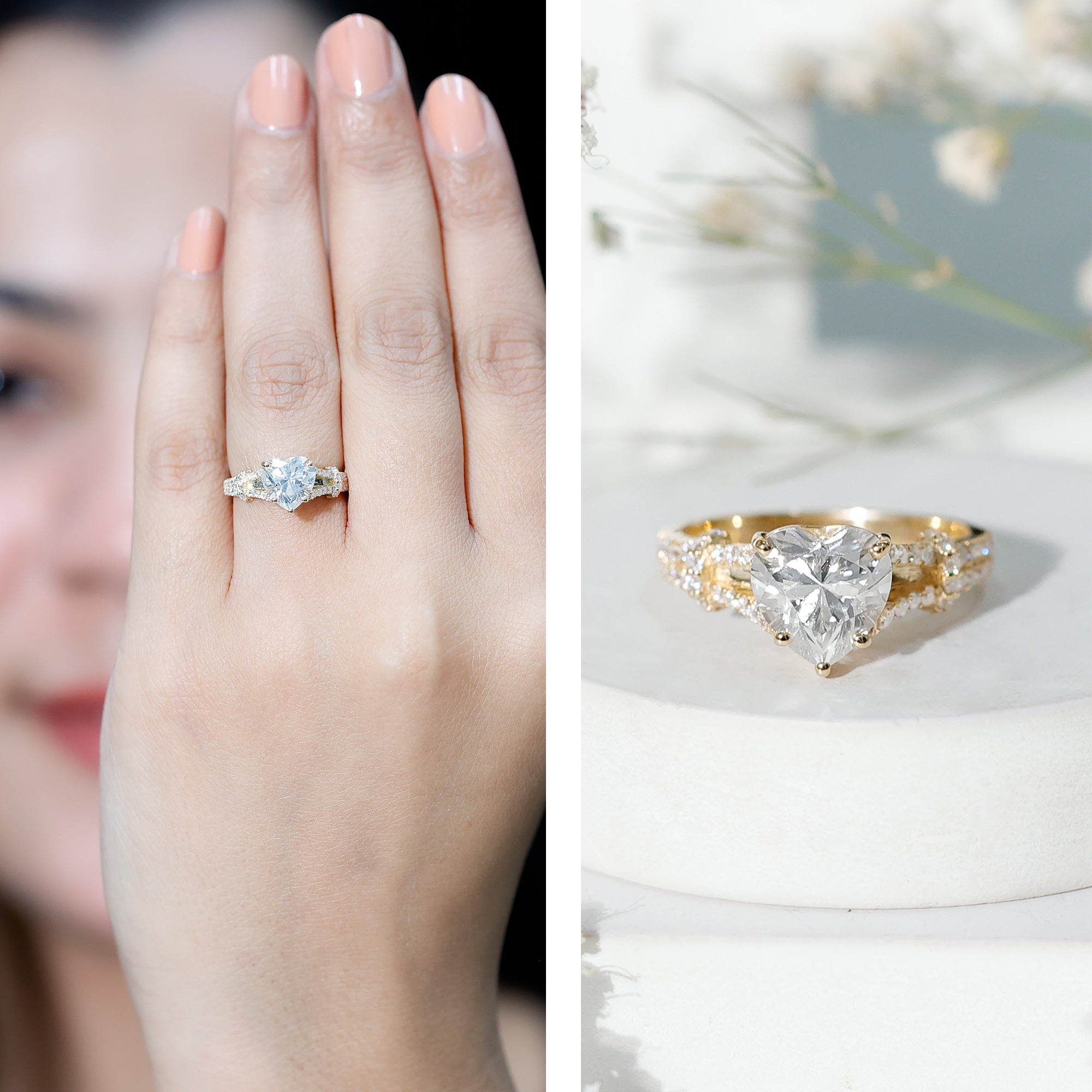 Rosec Jewels-8 mm Lab Grown Diamond Heart Shape Engagement Ring