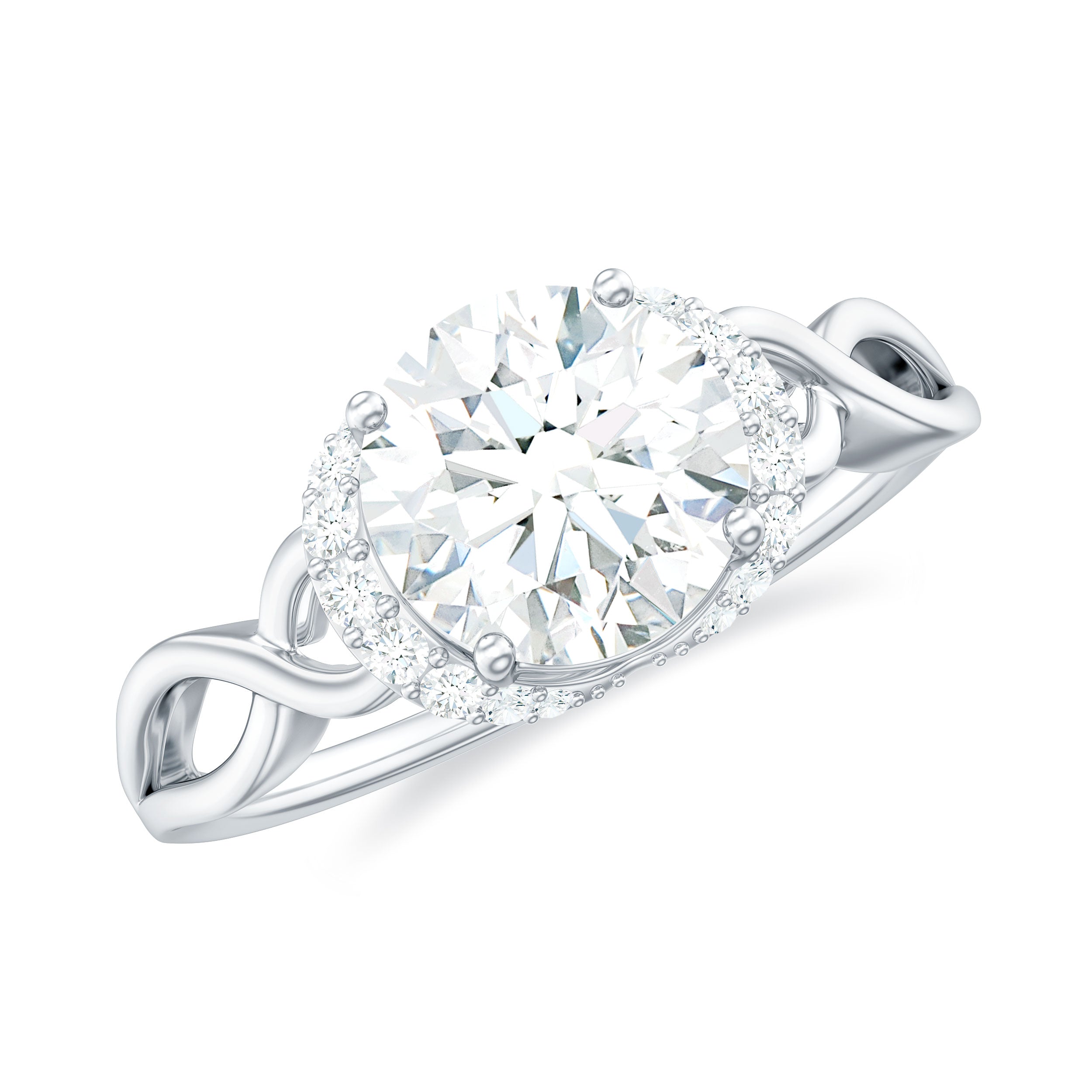 Rosec Jewels-7 MM Round Lab Created Diamond Solitaire Infinity Ring for Her