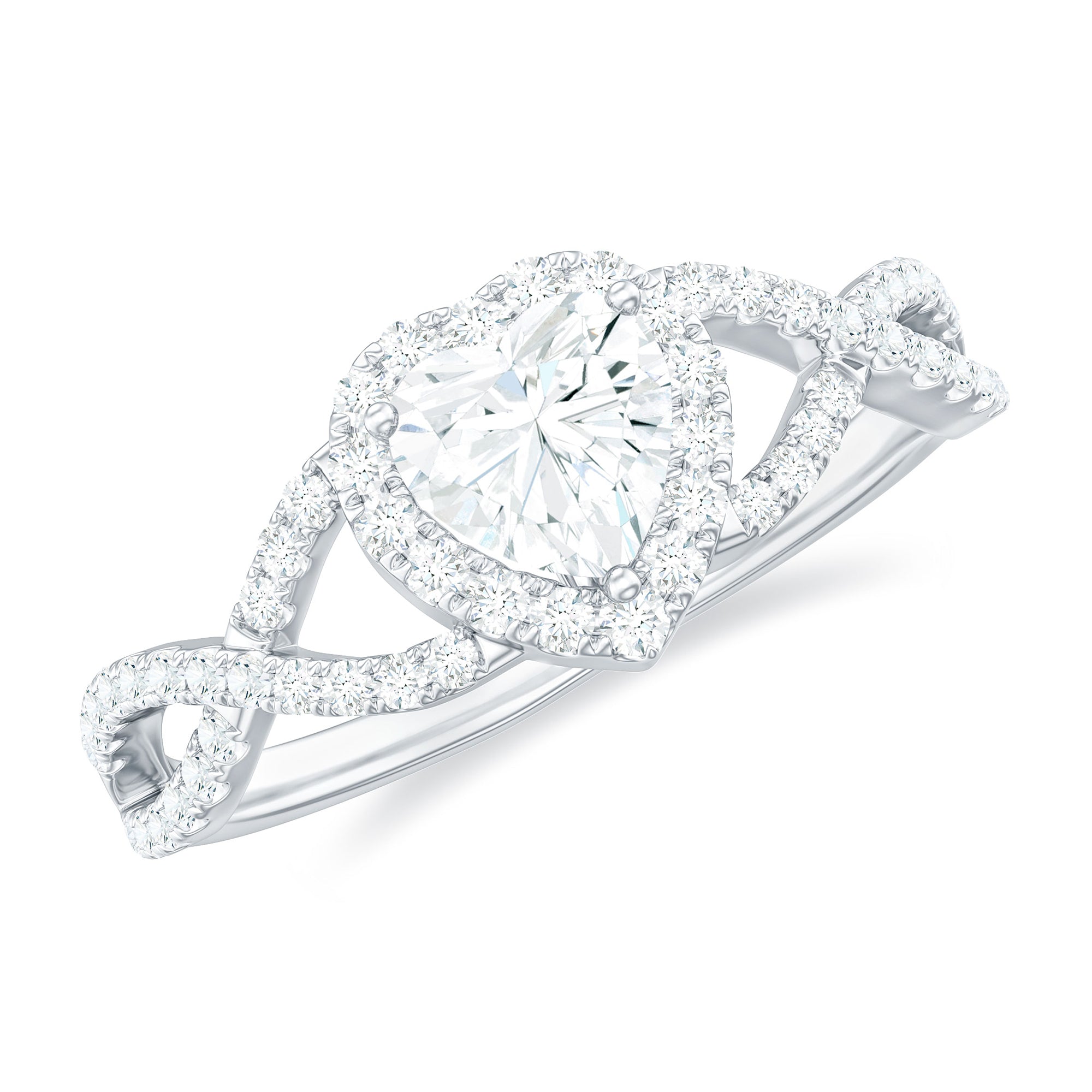 Rosec Jewels-Lab Grown Diamond Heart Engagement Ring with Halo Design