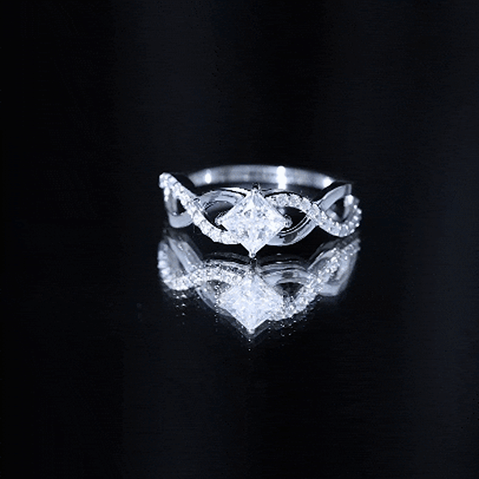 Lab Diamond Crossover Ring with Side Stones Lab - ( EF-VS ) - Rosec Jewels
