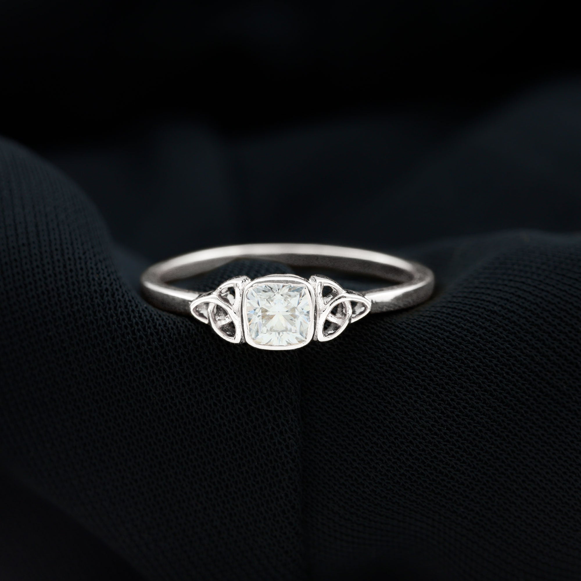 Rosec Jewels-Certified Cushion Cut Diamond Knot Promise Ring