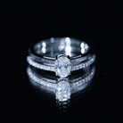0.75 Carat Oval Cut Diamond Solitaire Double Band Engagement Ring For Her Lab - ( EF-VS ) - Rosec Jewels