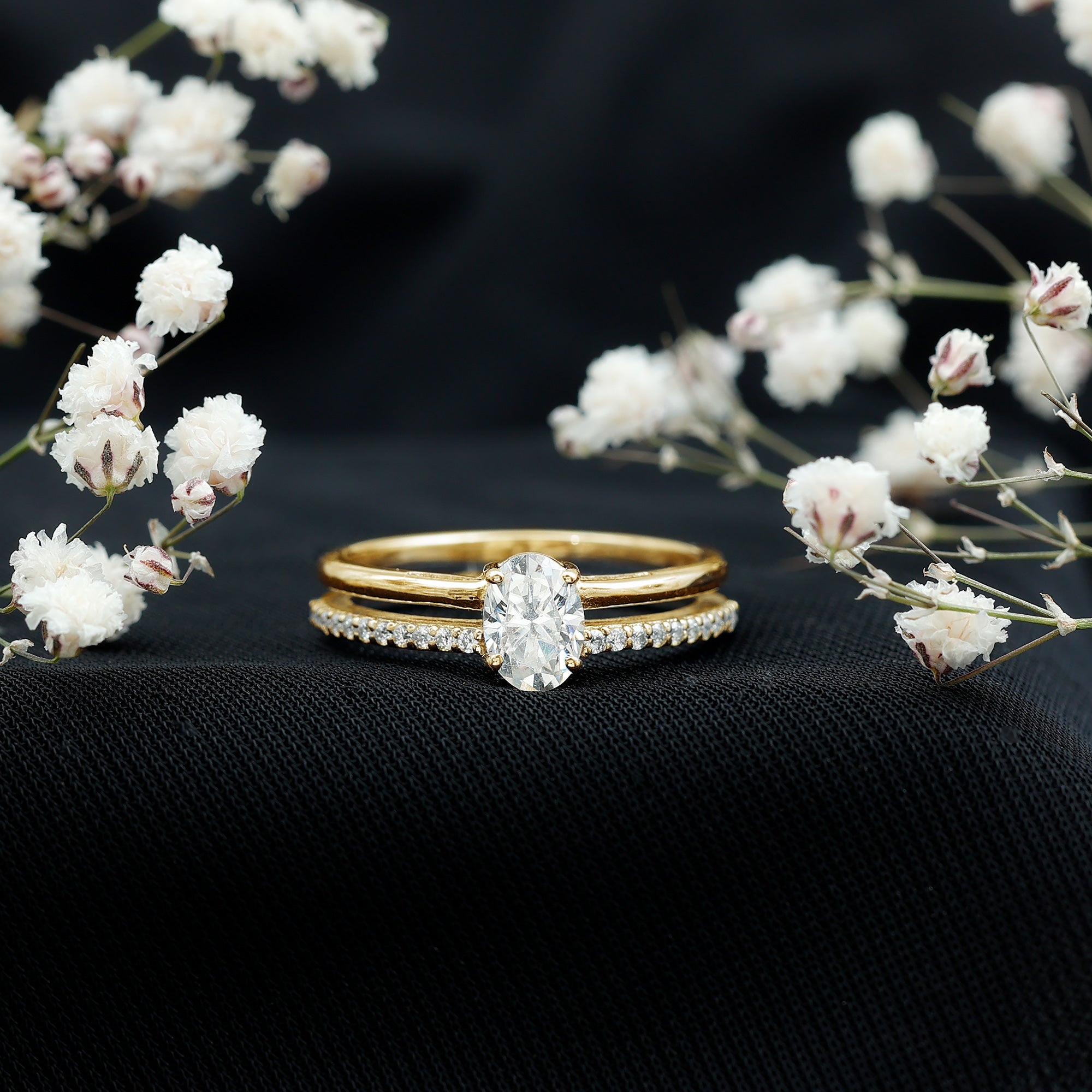 Rosec Jewels-5X7 MM Oval Cut Diamond Solitaire Promise Ring For Her