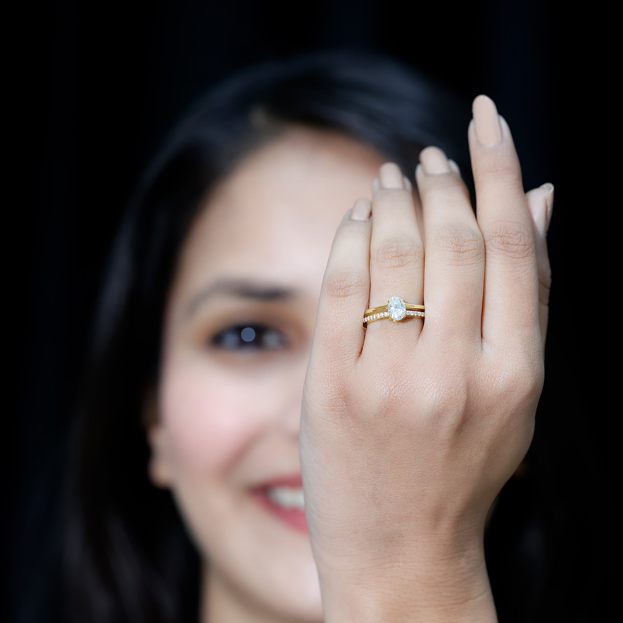 Rosec Jewels-5X7 MM Oval Cut Diamond Solitaire Promise Ring For Her