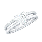 Rosec Jewels-7 MM Heart Shape Lab Grown Diamond Double Band Solitaire Ring