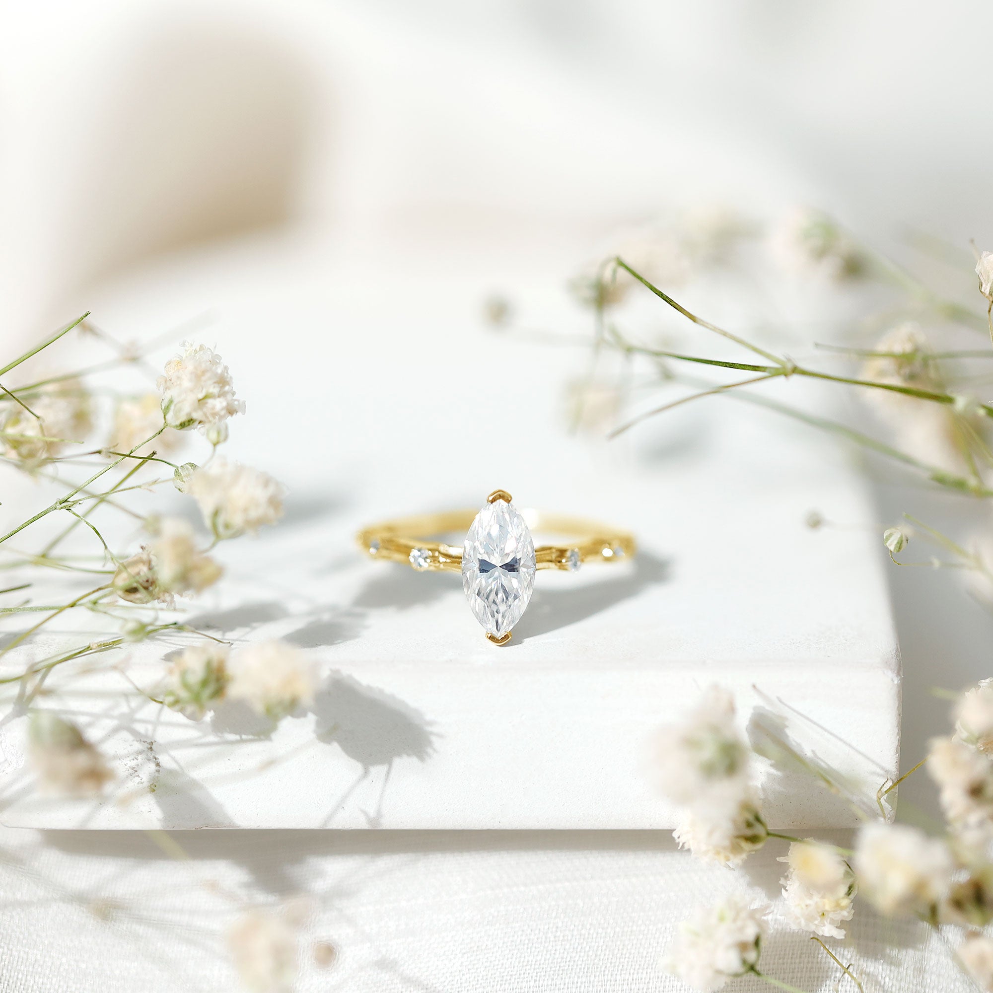 Rosec Jewels-Marquise Shape Lab Grown Diamond Solitaire Ring With Certificate