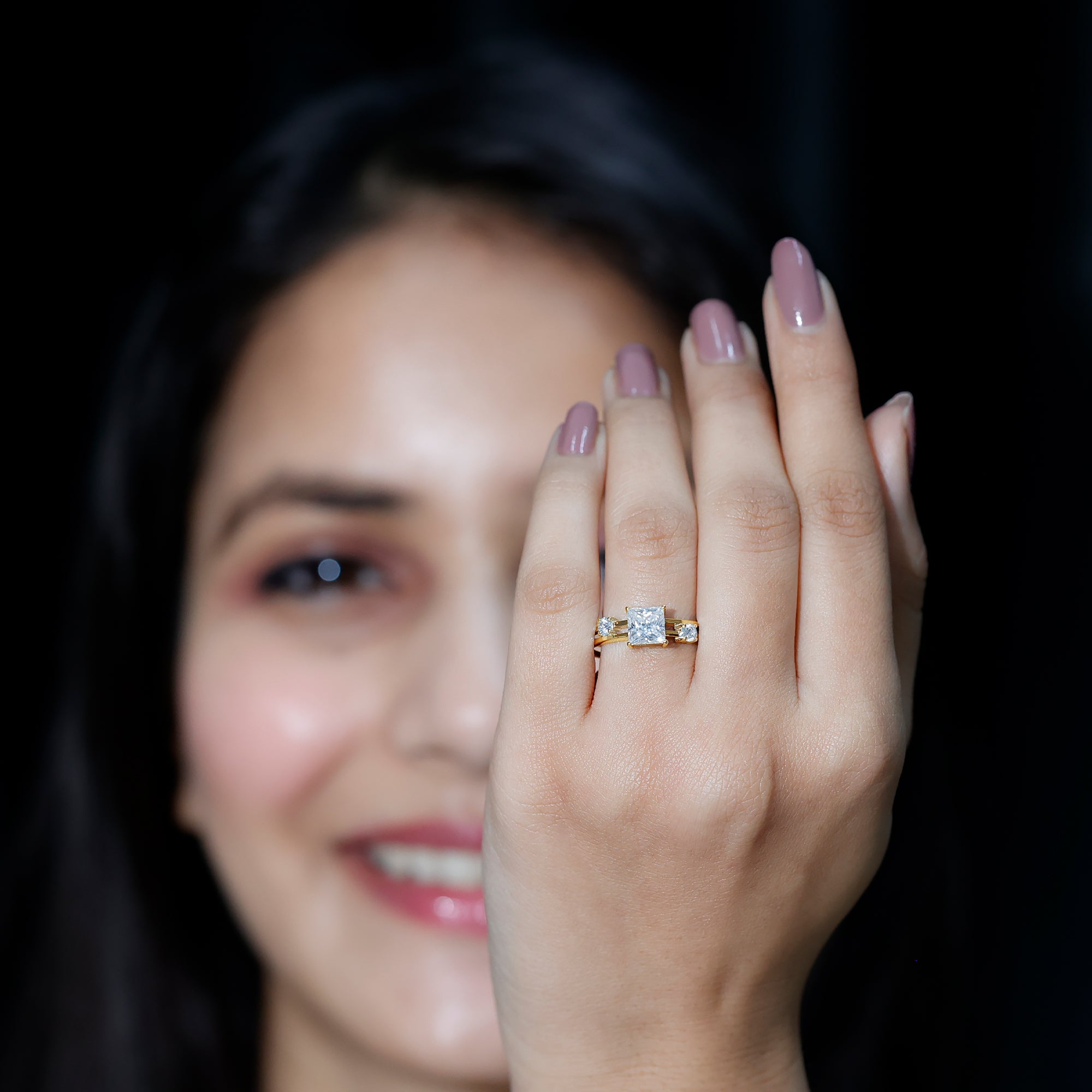 Rosec Jewels-Princess Cut Lab Grown Diamond Double Band Ring