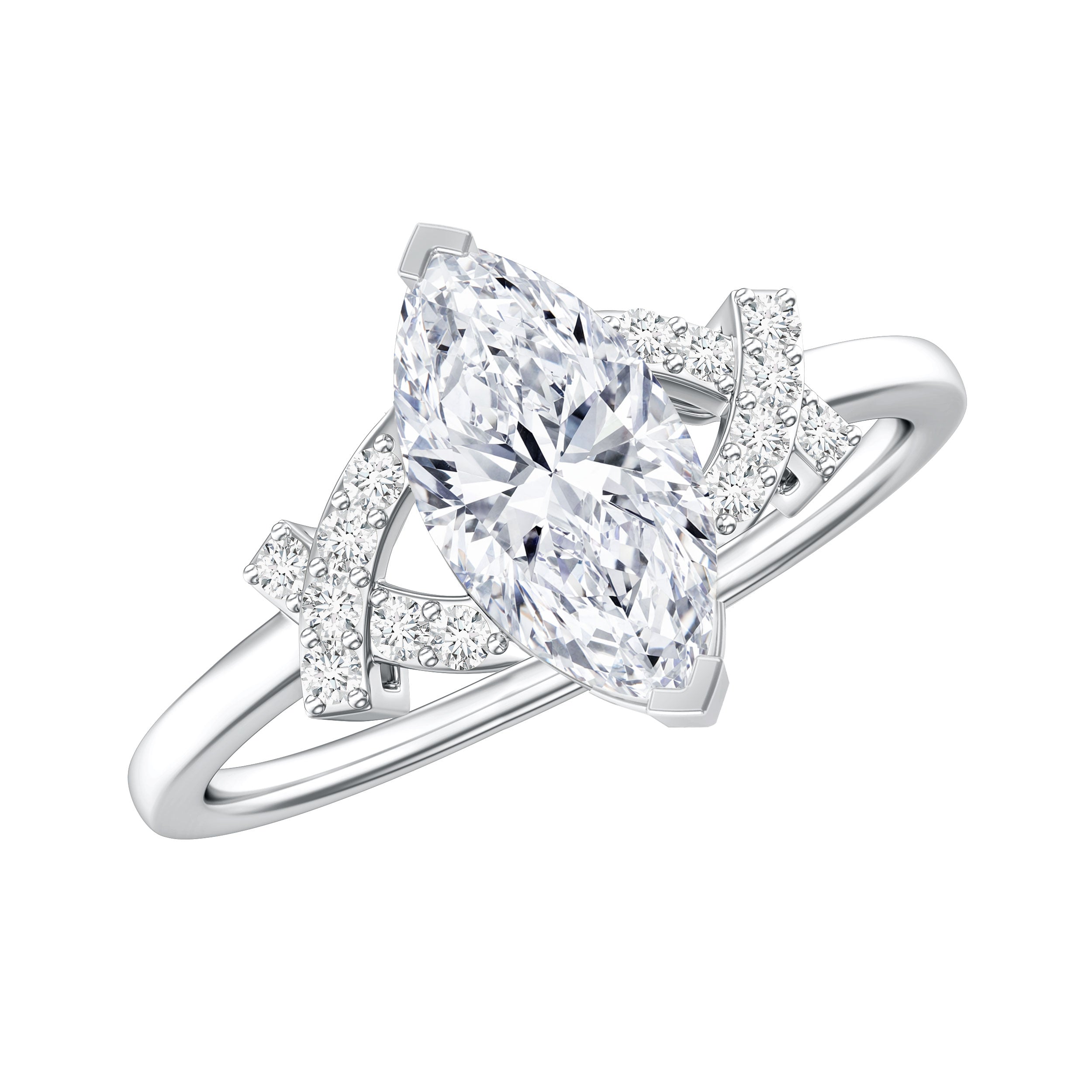 Lab Grown Diamond 5X10 MM Marquise Engagement Ring Lab - ( EF-VS ) - Rosec Jewels