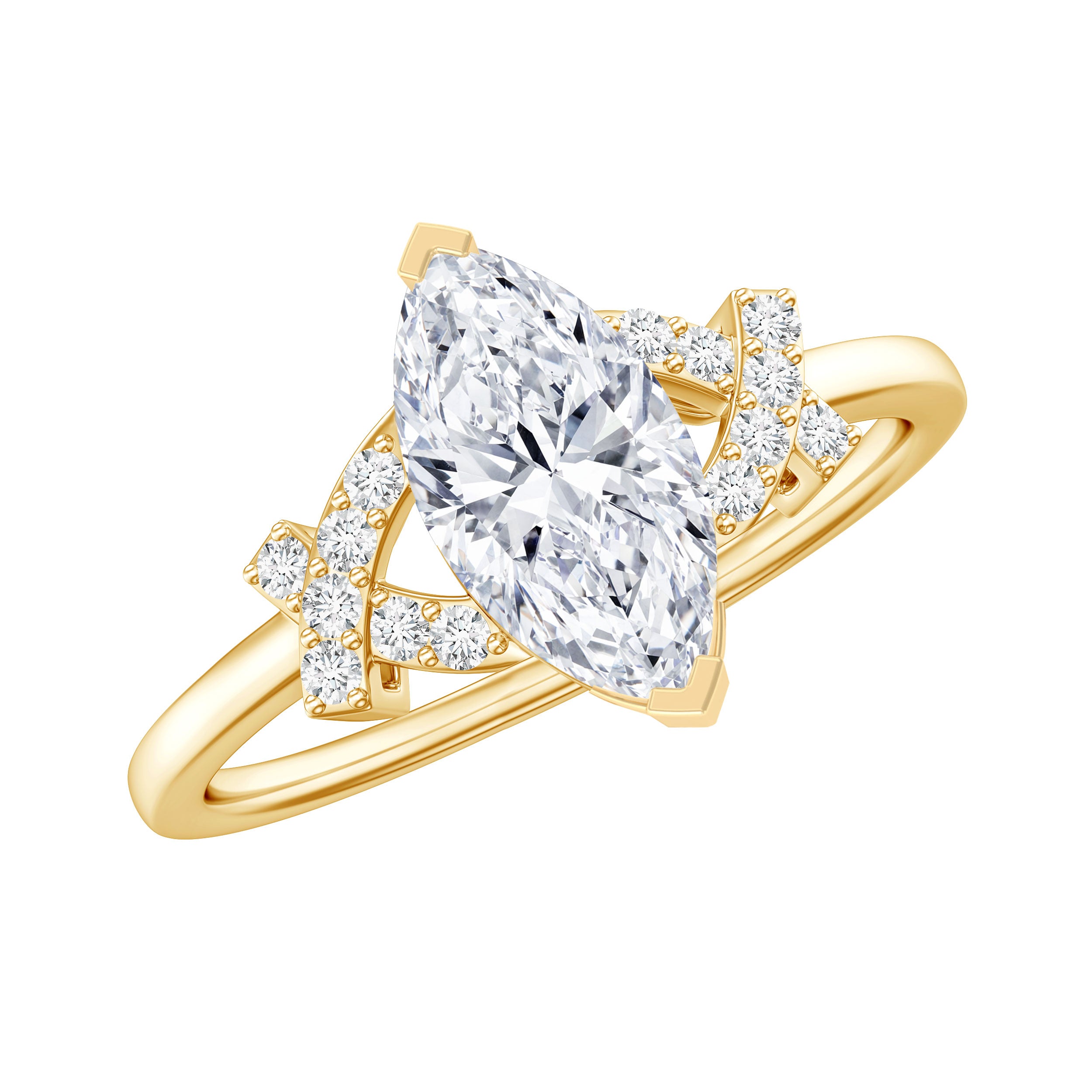 Lab Grown Diamond 5X10 MM Marquise Engagement Ring Lab - ( EF-VS ) - Rosec Jewels