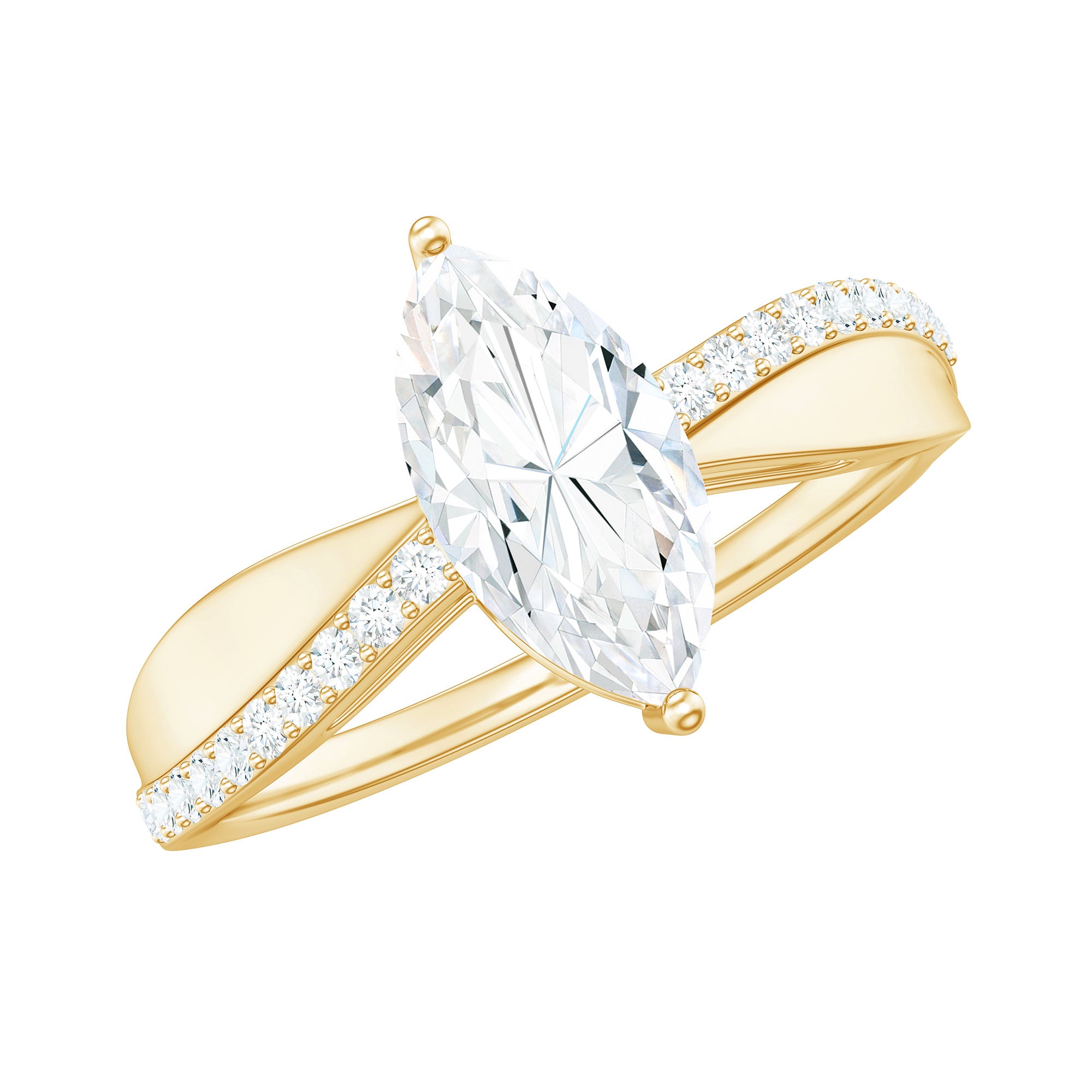 Rosec Jewels-Certified 1 CT Marquise Diamond Solitaire Ring with Side Stones