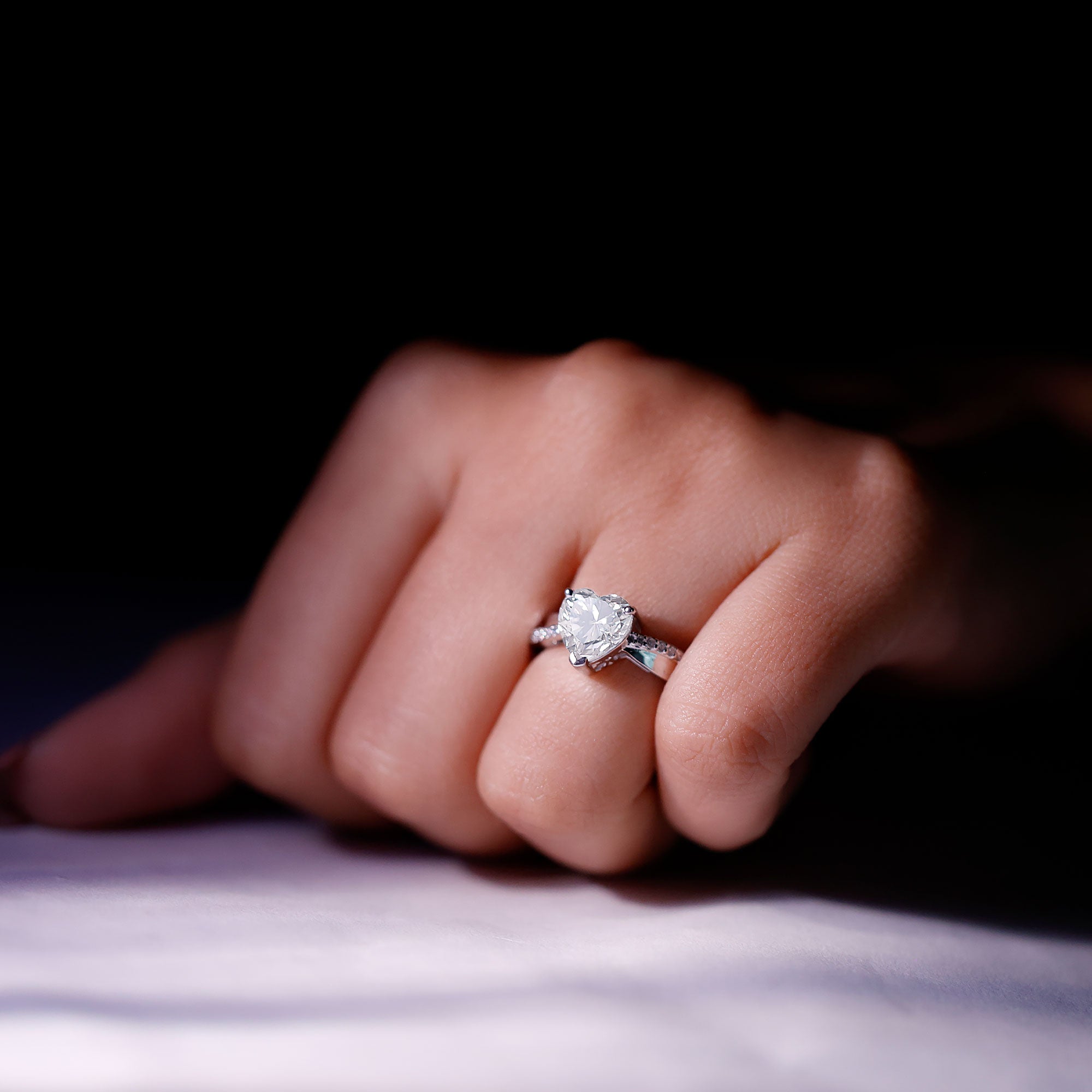 Rosec Jewels-Lab Grown Diamond Heart Engagement Ring With Bypass Details