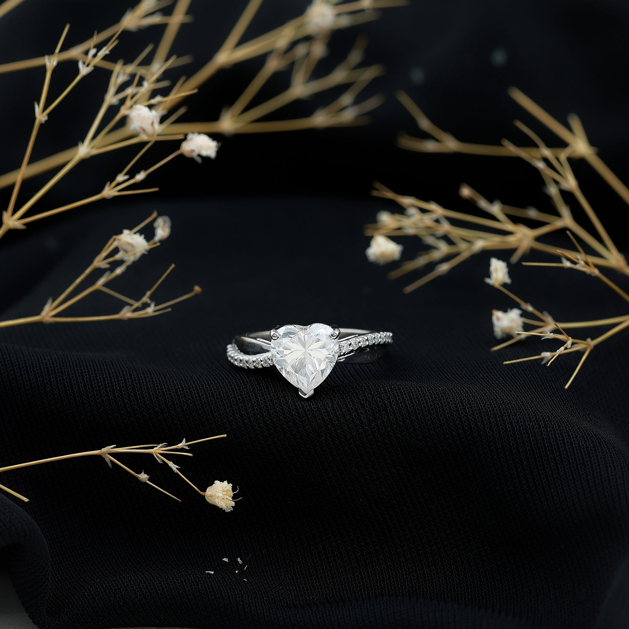 Rosec Jewels-Lab Grown Diamond Heart Engagement Ring With Bypass Details