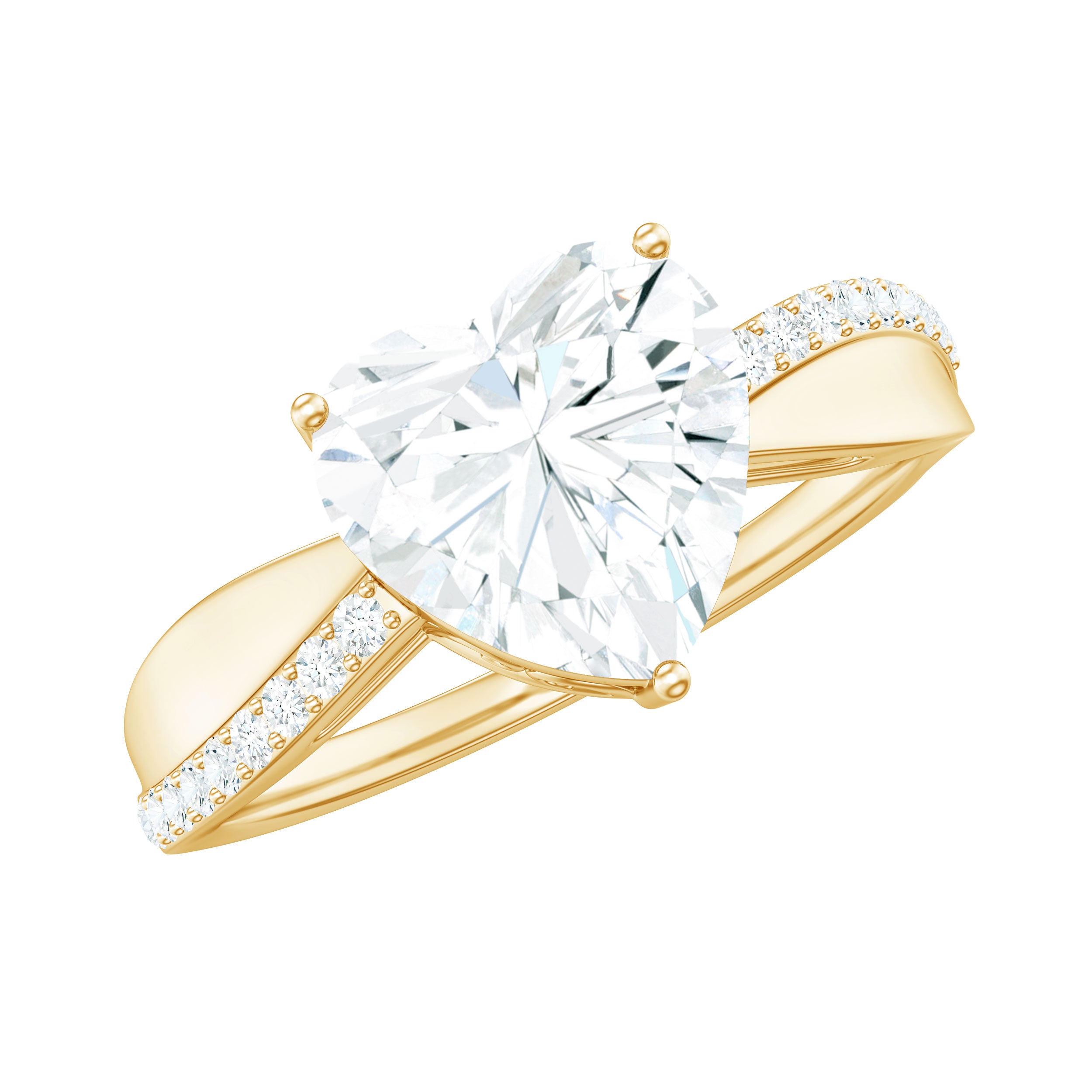 Rosec Jewels-Lab Grown Diamond Heart Engagement Ring With Bypass Details