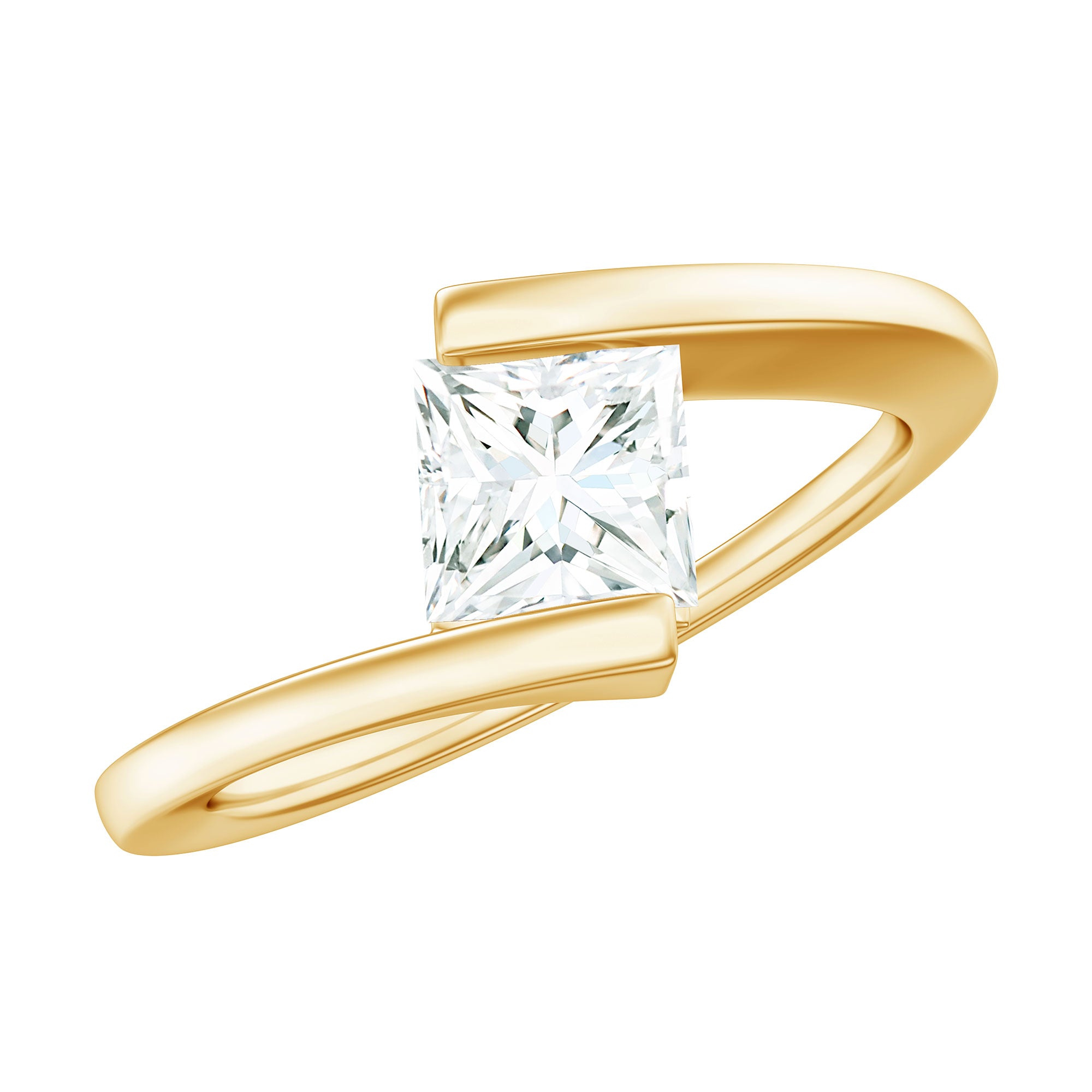 Rosec Jewels-5 mm Princess Cut Lab Grown Diamond Ring With Tension Setting