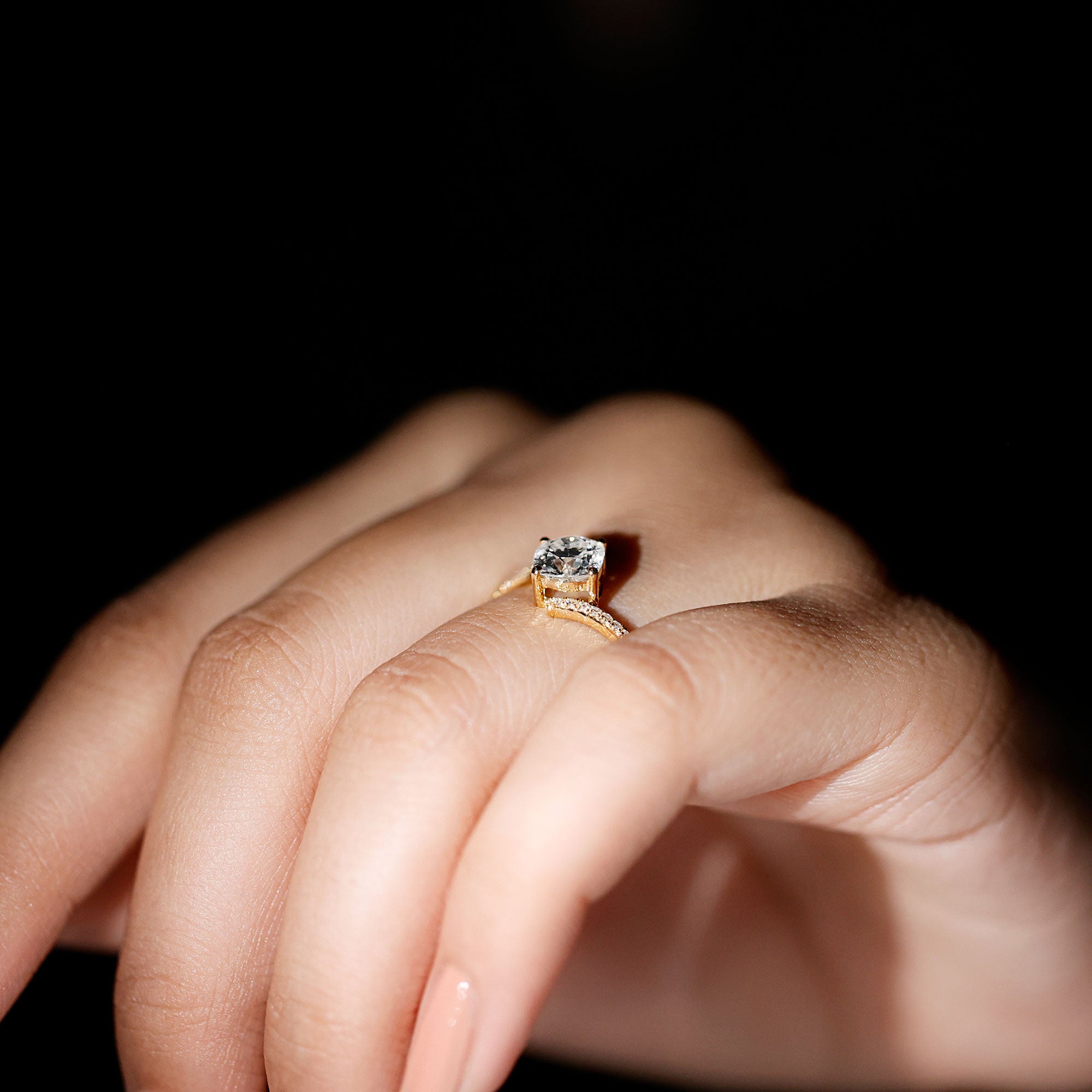 Rosec Jewels-Lab Diamond Engagement Bypass Cushion Engagement Ring