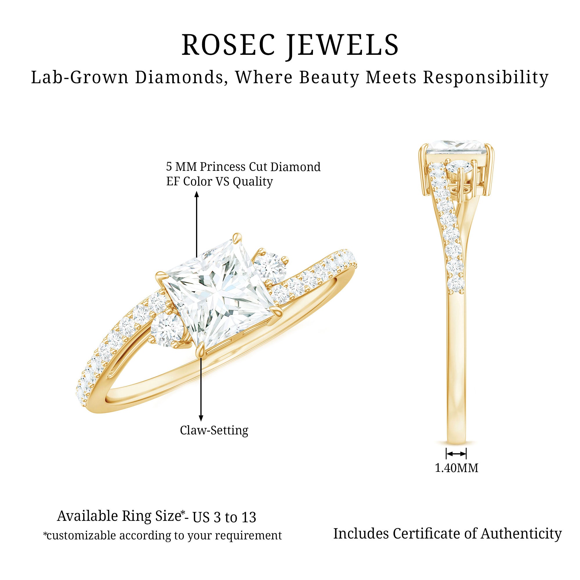 Rosec Jewels-Certified Lab Grown Diamond Promise Engagement Ring