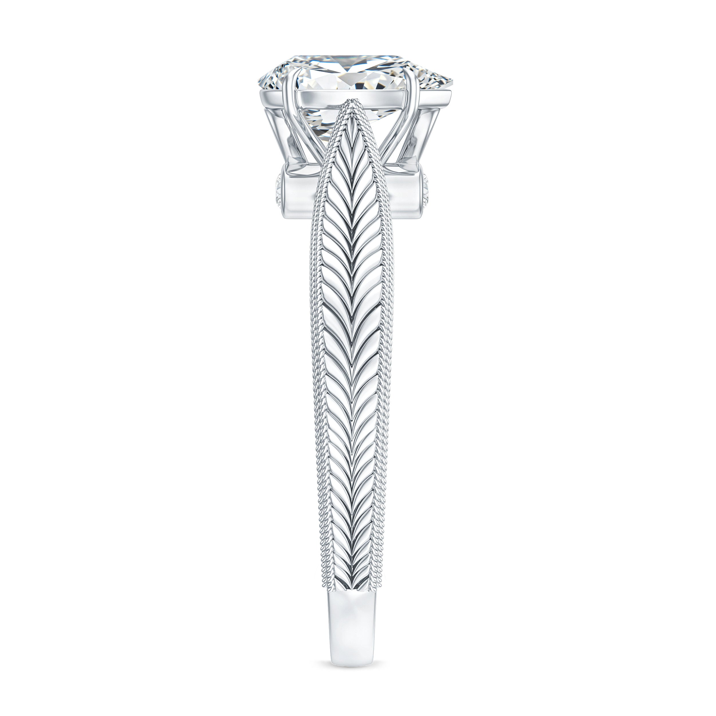 6X8 mm Pear Lab Created Diamond Filigree Engagement Ring Lab - ( EF-VS ) - Rosec Jewels