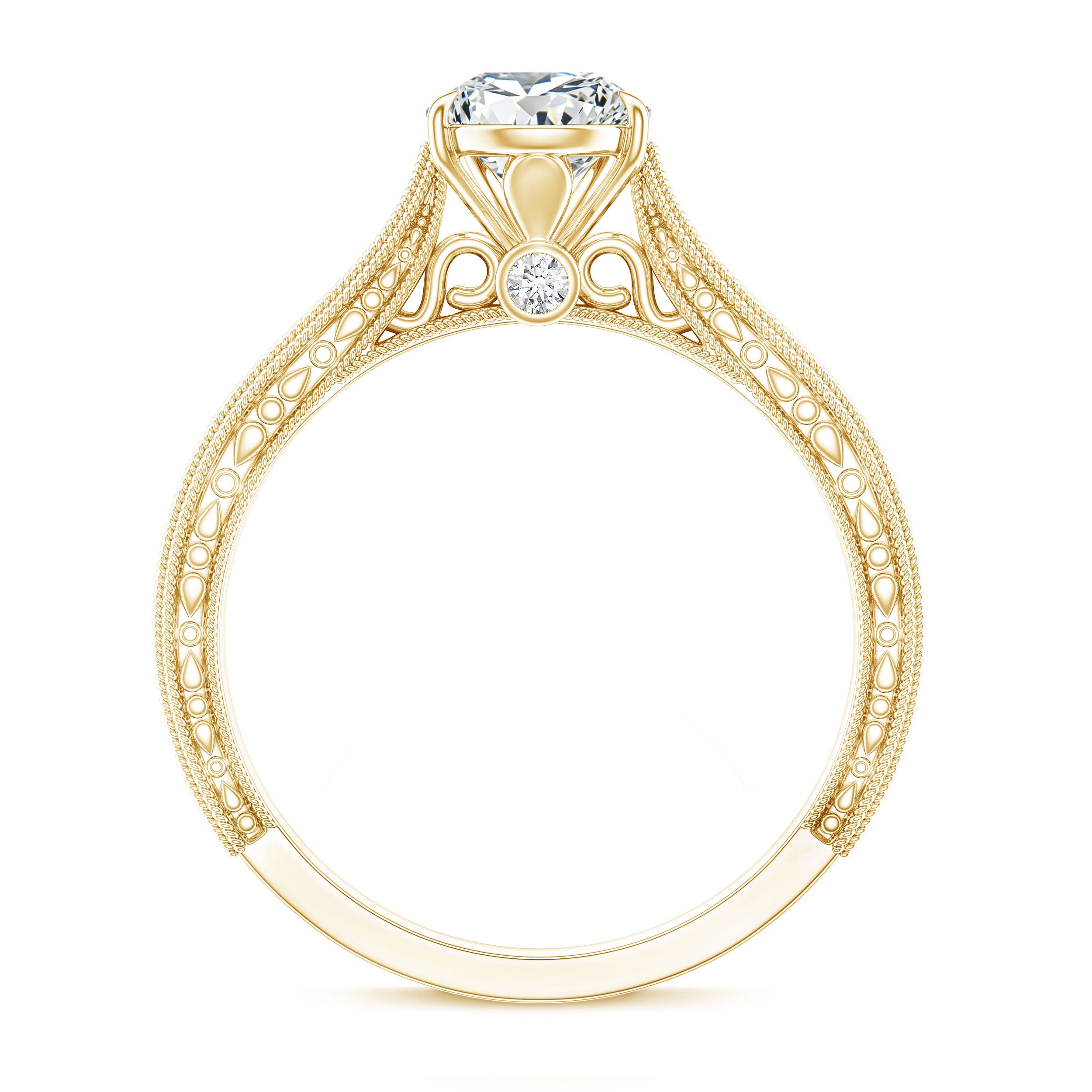 6X8 mm Pear Lab Created Diamond Filigree Engagement Ring Lab - ( EF-VS ) - Rosec Jewels