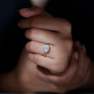 Bezel Set Lab Grown Diamond East West Engagement Ring Lab - ( EF-VS ) - Rosec Jewels