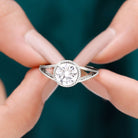 Rosec Jewels-Man Made Diamond Engagement Ring With Split Shank