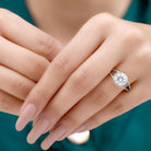 Rosec Jewels-Man Made Diamond Engagement Ring With Split Shank