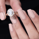 Oval Cut Lab Grown Diamond Halo Engagement Ring in Bezel Setting Lab - ( EF-VS ) - Rosec Jewels