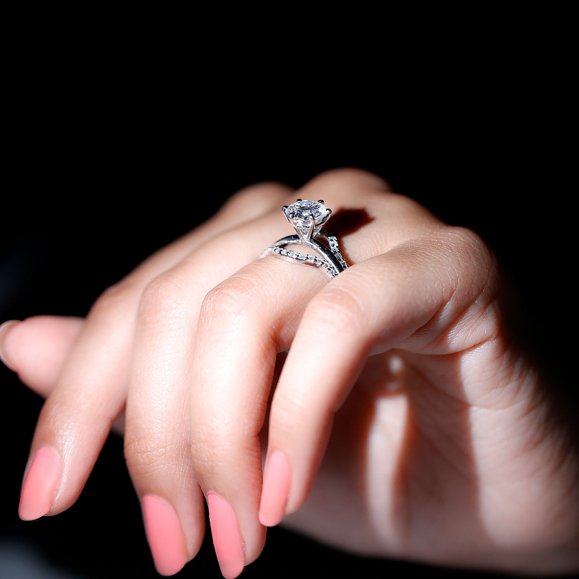 Rosec Jewels-Lab Created Diamond Engagement Ring with Ring Guard