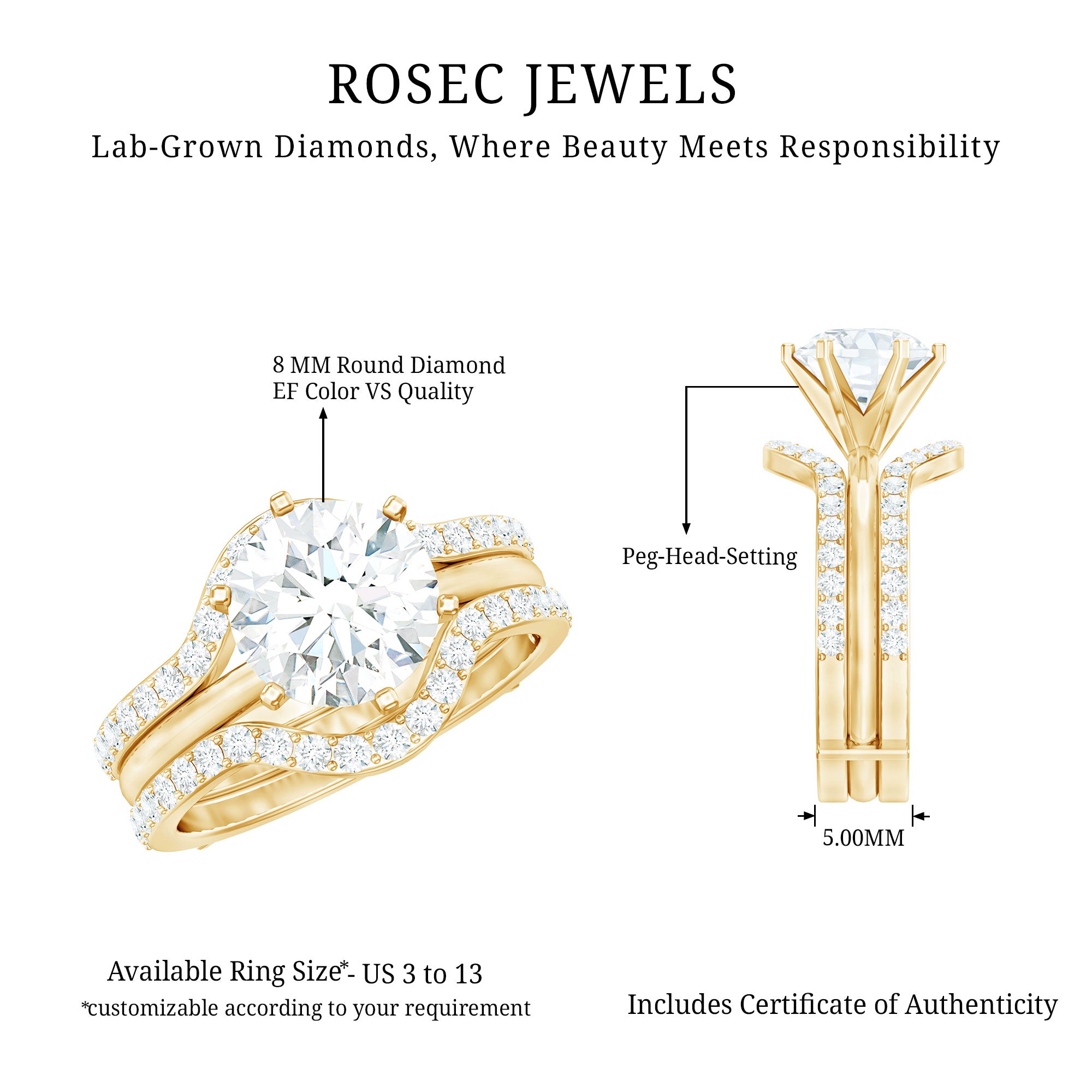 Rosec Jewels-Lab Created Diamond Engagement Ring with Ring Guard