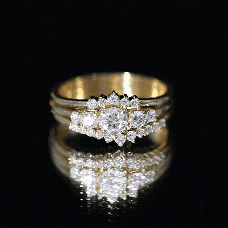 Lab Grown Diamond Trio Wedding Ring Set For Bride Lab - ( EF-VS ) - Rosec Jewels