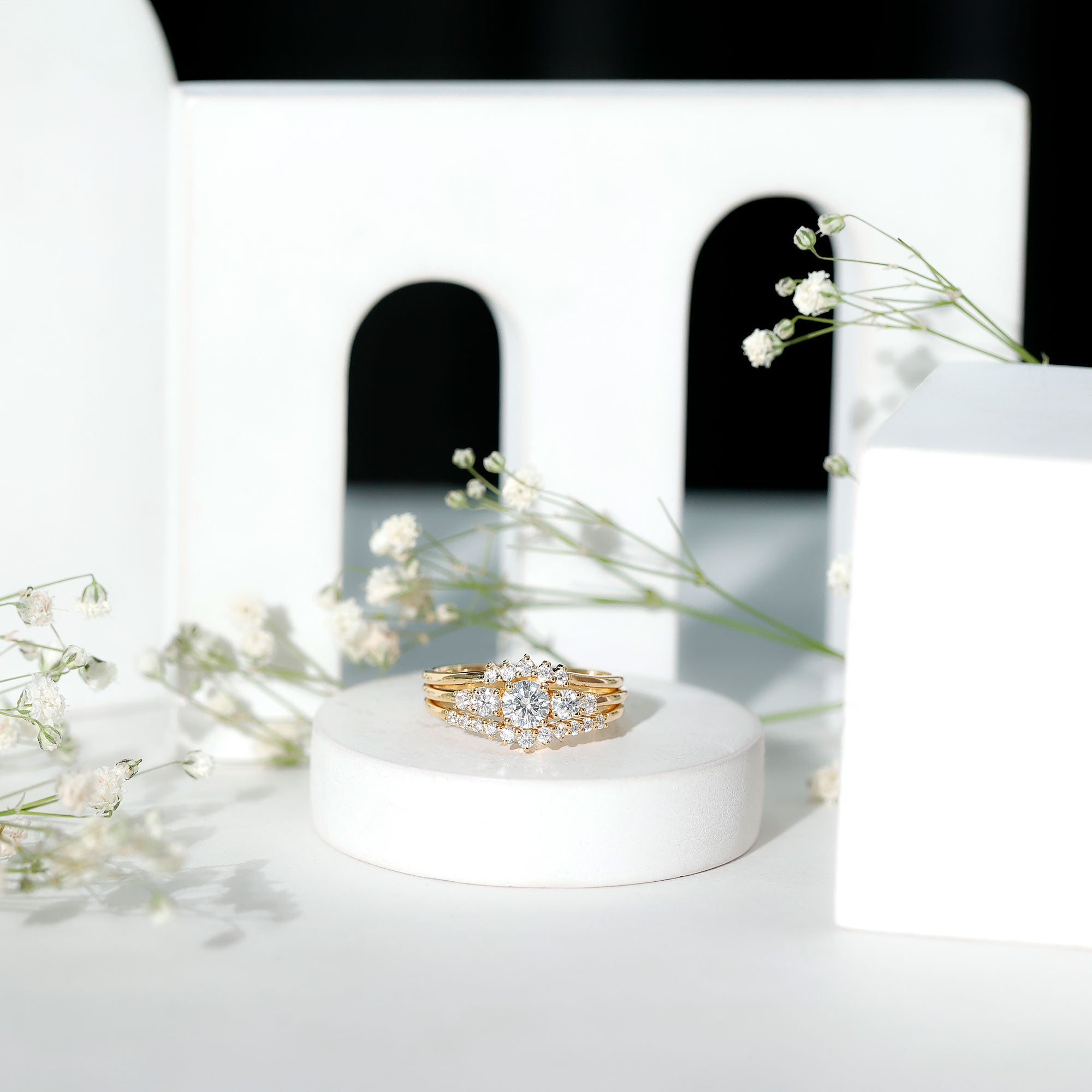 Rosec Jewels-Lab Grown Diamond Trio Wedding Ring Set For Bride