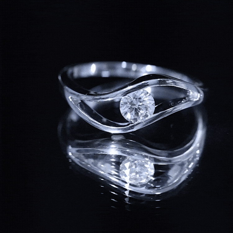Certified 6 mm Lab Created Diamond Round Engagement Ring in Tension Setting Lab - ( EF-VS ) - Rosec Jewels