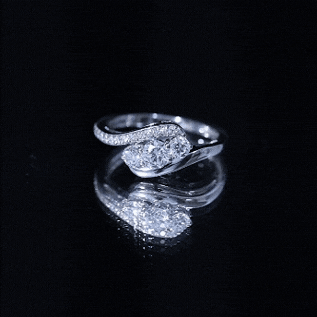 Certified Diamond 3 Stone Promise Ring Lab - ( EF-VS ) - Rosec Jewels