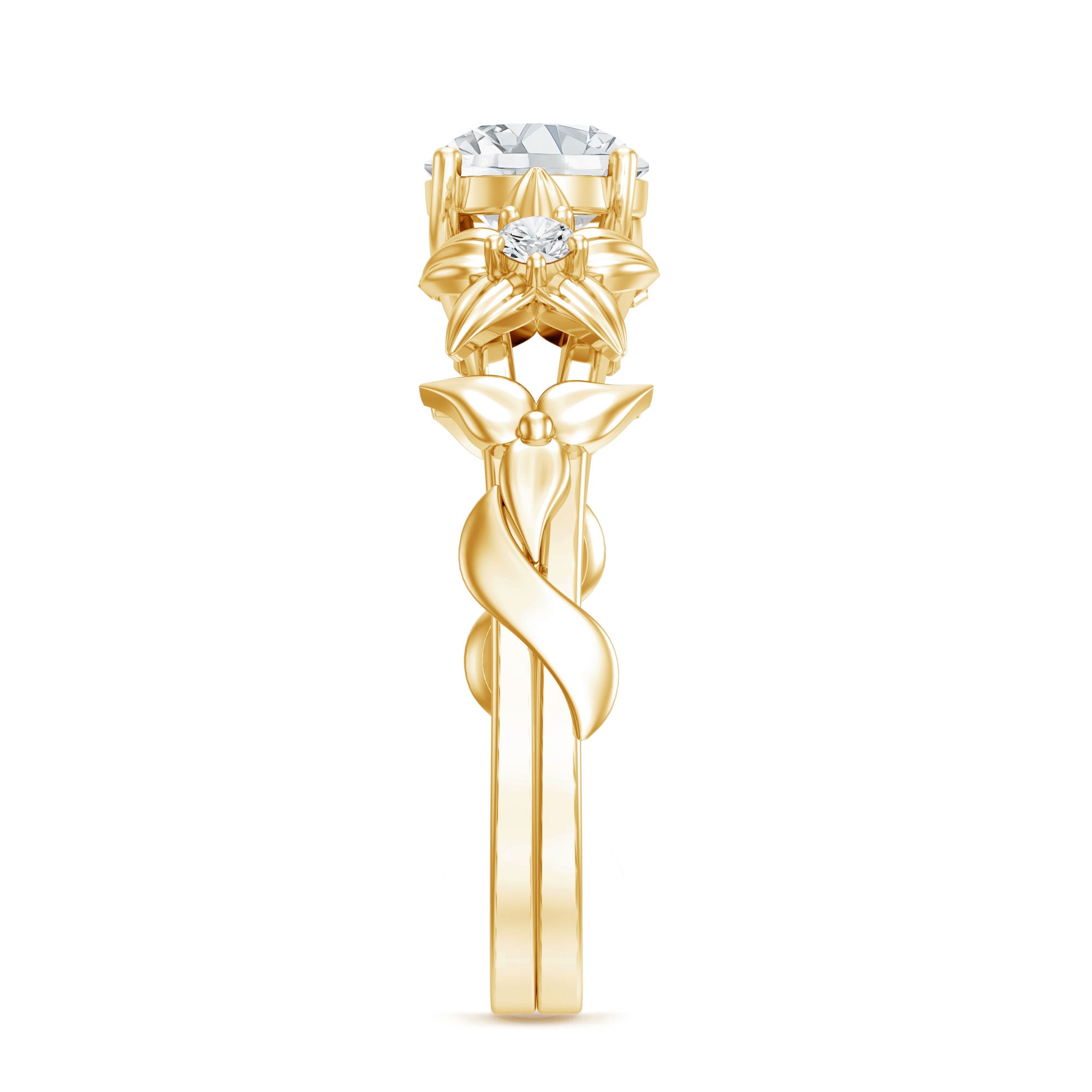 Certified 1 Ct Lab Grown Diamond Nature Engagement Ring Lab - ( EF-VS ) - Rosec Jewels