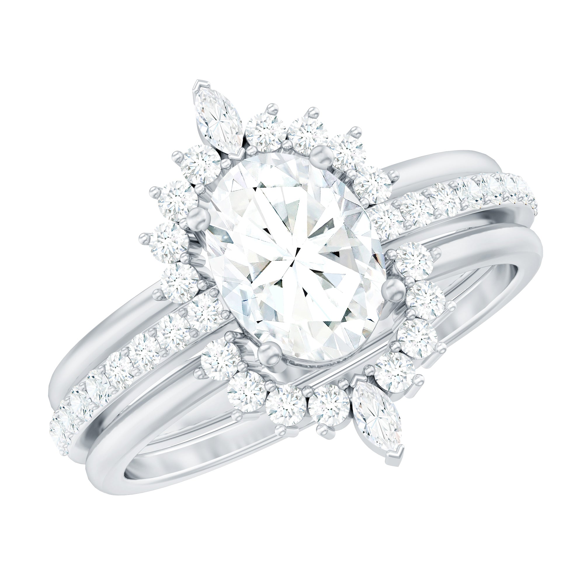 Rosec Jewels-Certified Lab Grown Diamond Vintage Engagement Ring Set With 3 Pieces