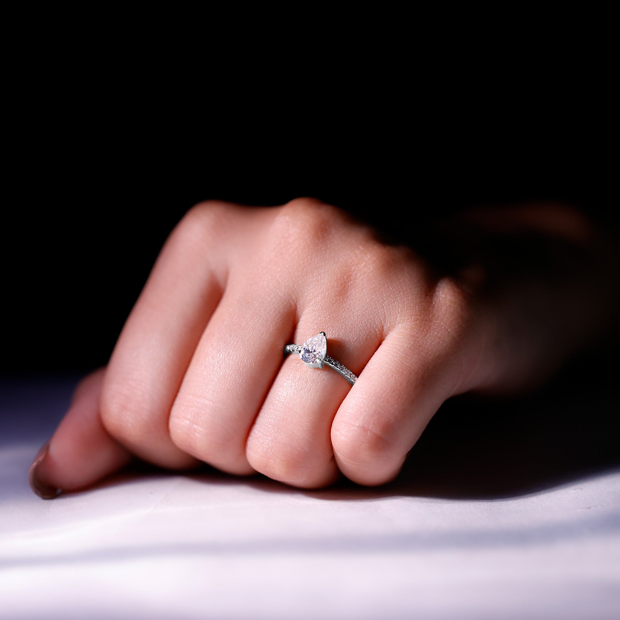 Rosec Jewels-1 CT Pear Cut Man Made Diamond Engagement Ring