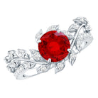 Certified Lab Grown Ruby Diamond Vine Engagement Ring AAAA - Rosec Jewels
