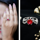 Certified Lab Grown Ruby Diamond Vine Engagement Ring AAAA - Rosec Jewels