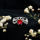 Certified Lab Grown Ruby Diamond Vine Engagement Ring AAAA - Rosec Jewels