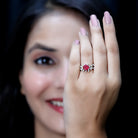 Certified Lab Grown Ruby Diamond Vine Engagement Ring AAAA - Rosec Jewels