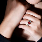 Certified Lab Grown Ruby Diamond Vine Engagement Ring AAAA - Rosec Jewels