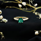 Rosec Jewels-Womens Lab Grown Emerald Engagement Ring with Diamonds
