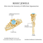 Rosec Jewels-Natural Aquamarine Flower Engagement Ring in Gold Plated Silver