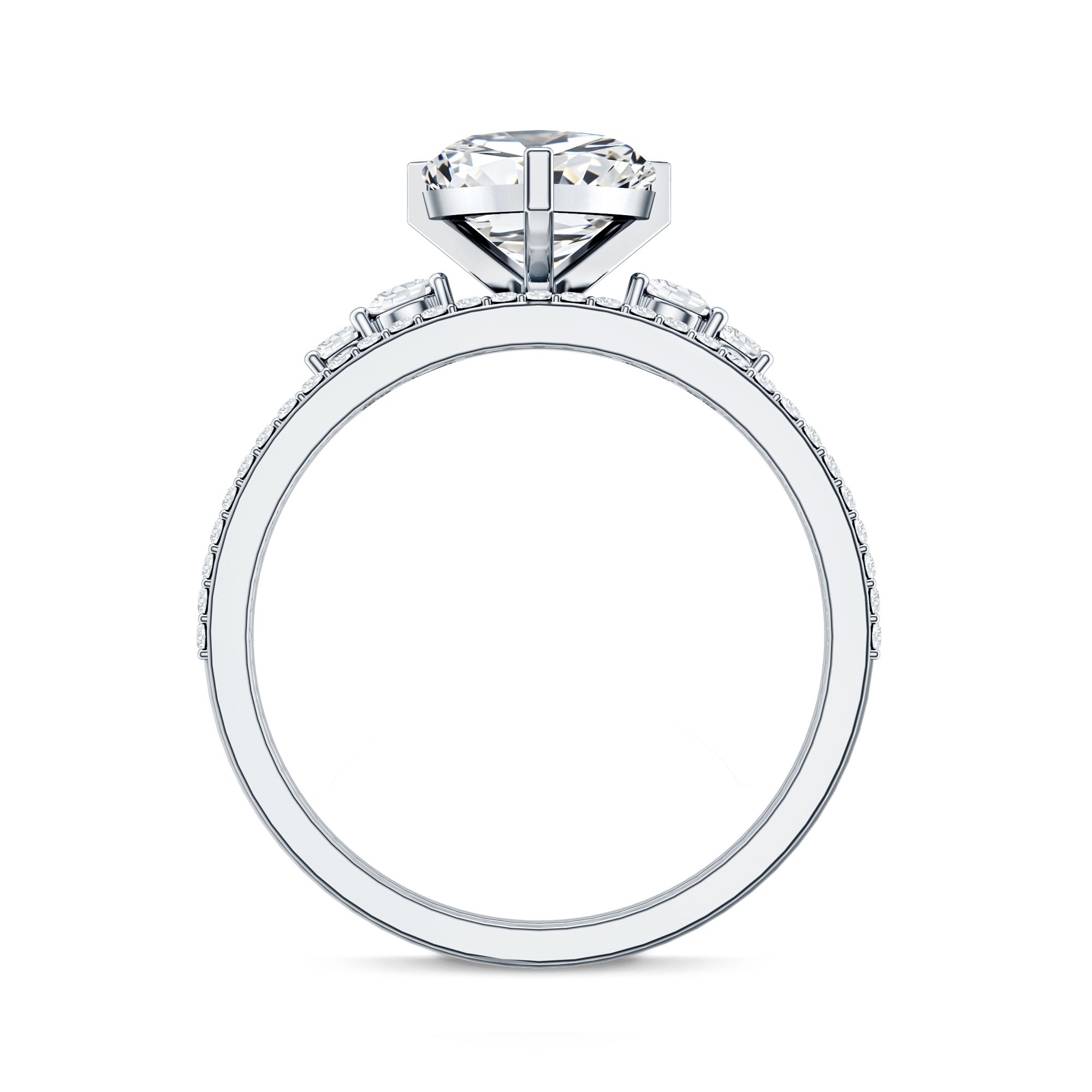 Certified Lab Grown Diamond 7MM Heart Bridal Ring Set Lab - ( EF-VS ) - Rosec Jewels