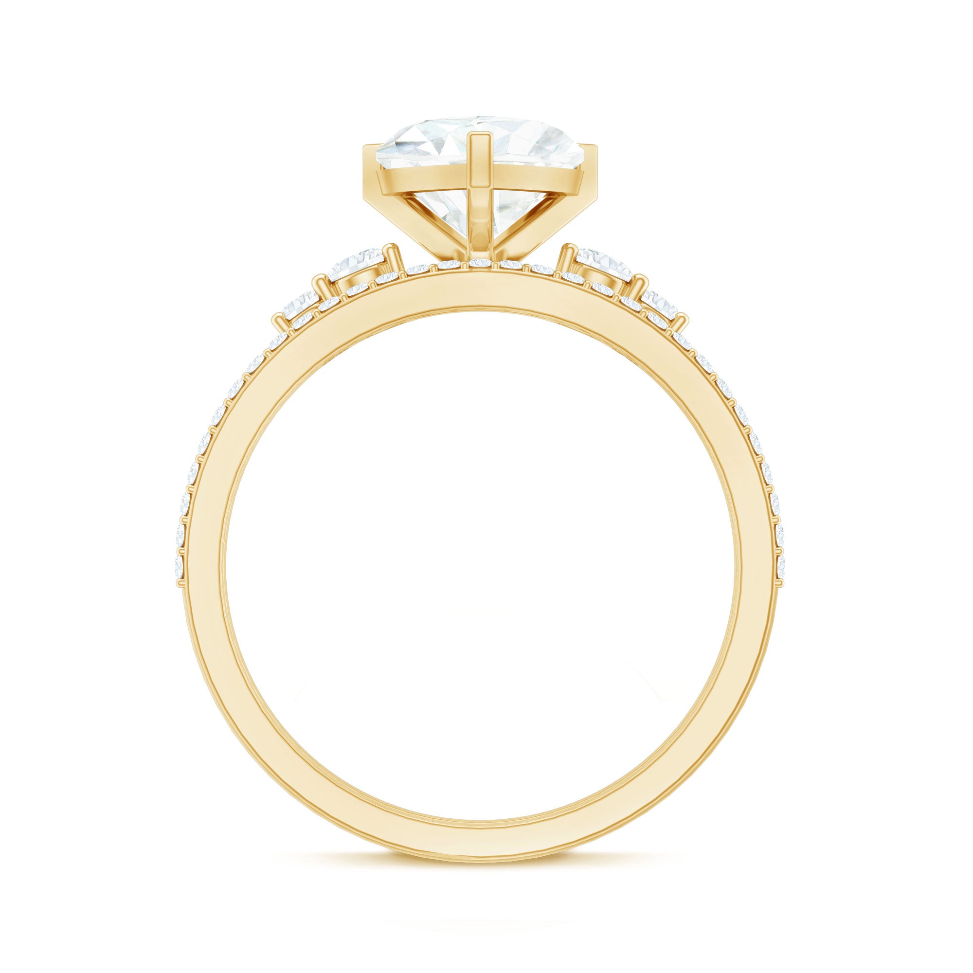 Rosec Jewels-Certified Lab Grown Diamond 7MM Heart Bridal Ring Set