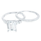 Rosec Jewels-Certified Lab Grown Diamond 6X8MM Emerald Cut Engagement Ring with Band